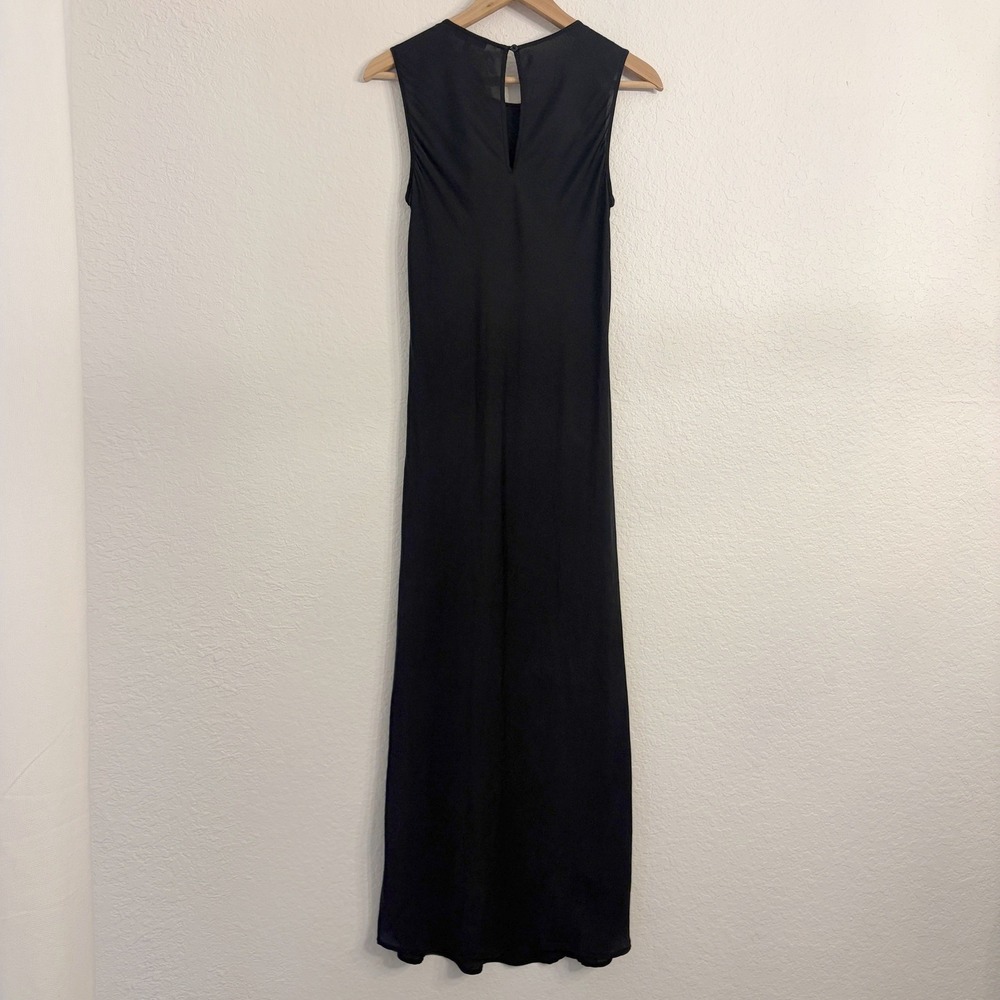 Quince Washable Stretch Silk Tank Midi Dress M Minimalist Bias Cut LBD Black - Picture 6 of 13